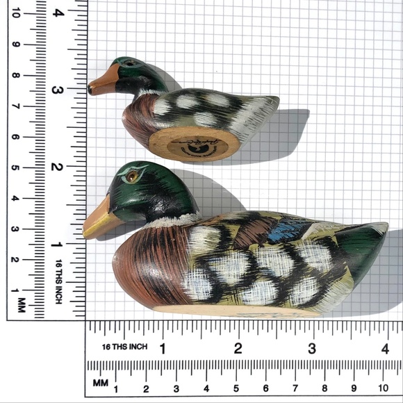 Pacific Rim Carvers Set 2 Miniature Ducks Mallard Mother and Duckling handmade - Picture 16 of 16